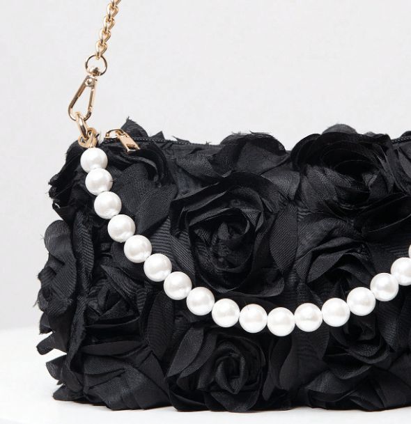 AJVANI Flower Rose Ruffle Wedding Evening Clutch Bag