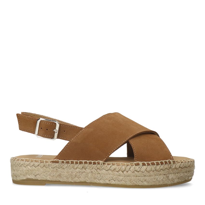 Manfield Cognac suède sandalen