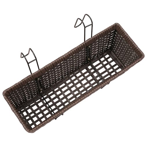 NNEVL Balcony Trapezoid Rattan Planter Set 50 cm 2 pcs Brown