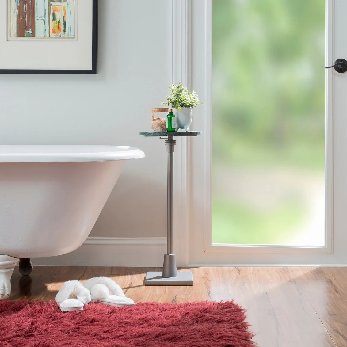 Blythe Adjustable Drink Table with Marble Top