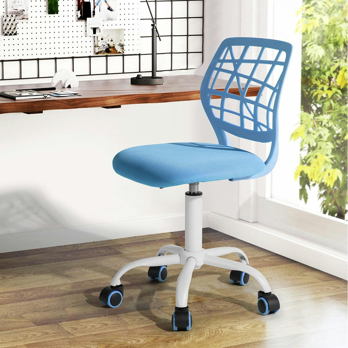 - Chaise bureau enfant hauteur ajustable pivotant et mesh BLEU
