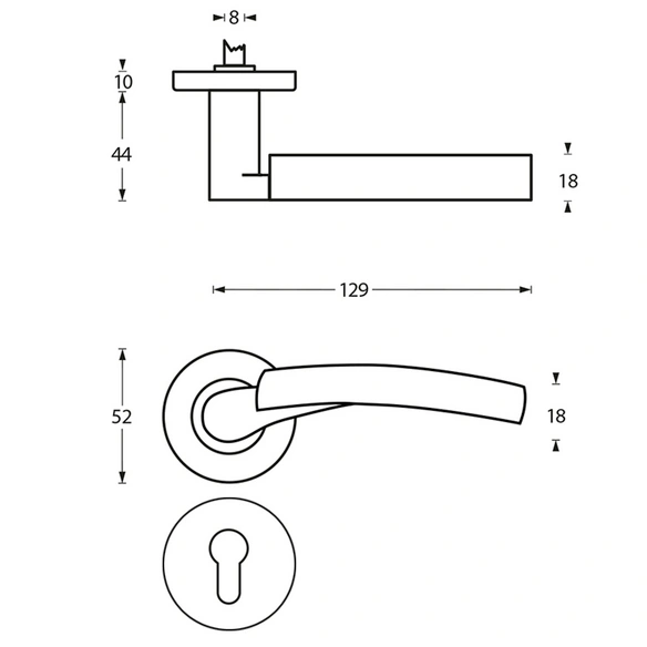 Türdrücker »Bryan«, D.52x10 mm PZ-Rosetten