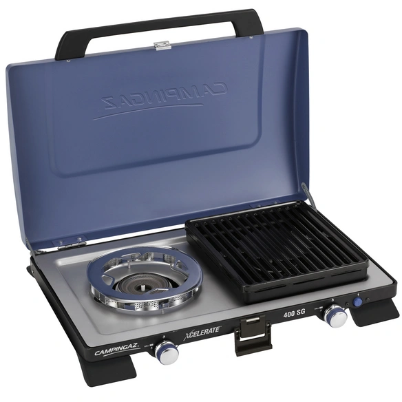 Camping-Kocher, blau/silberfarben/schwarz, Stahl/Kunststoff