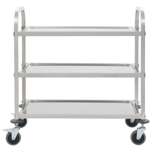 NNEVL 3-Tier Kitchen Trolley 96.5x55x90 cm Stainless Steel