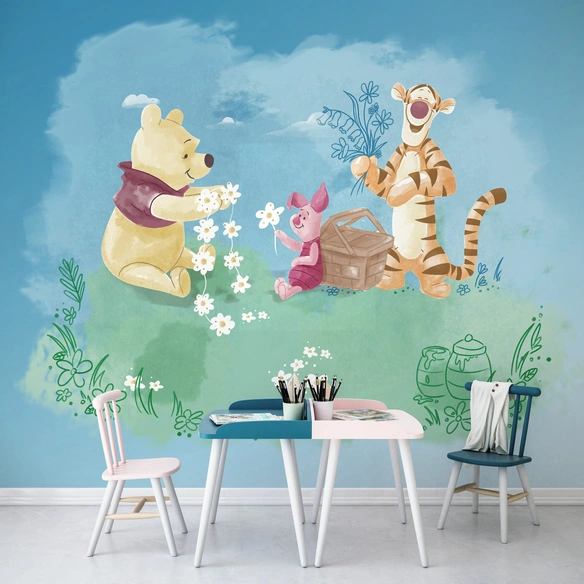 Vliestapete »Winnie Pooh Picnic«, bunt, glatt