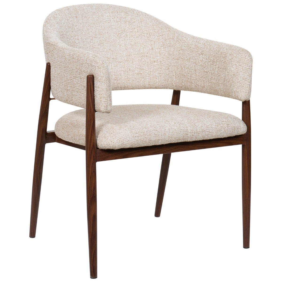 DÉJA Living Eetkamerstoel Dénia - Beige/Walnoot - Set van 2