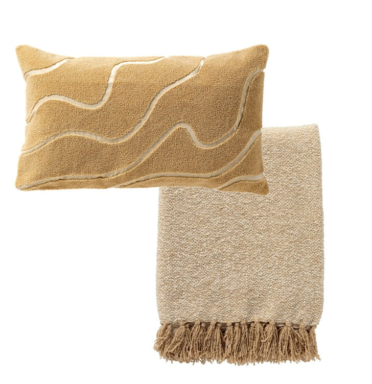 Dutch Decor set sierkussen en plaid - Ciri en Sally - Beige