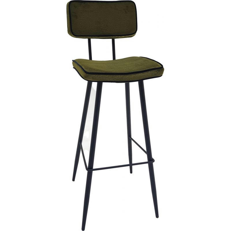 MAURICE - Tabouret de bar (lot de 2) en tissu