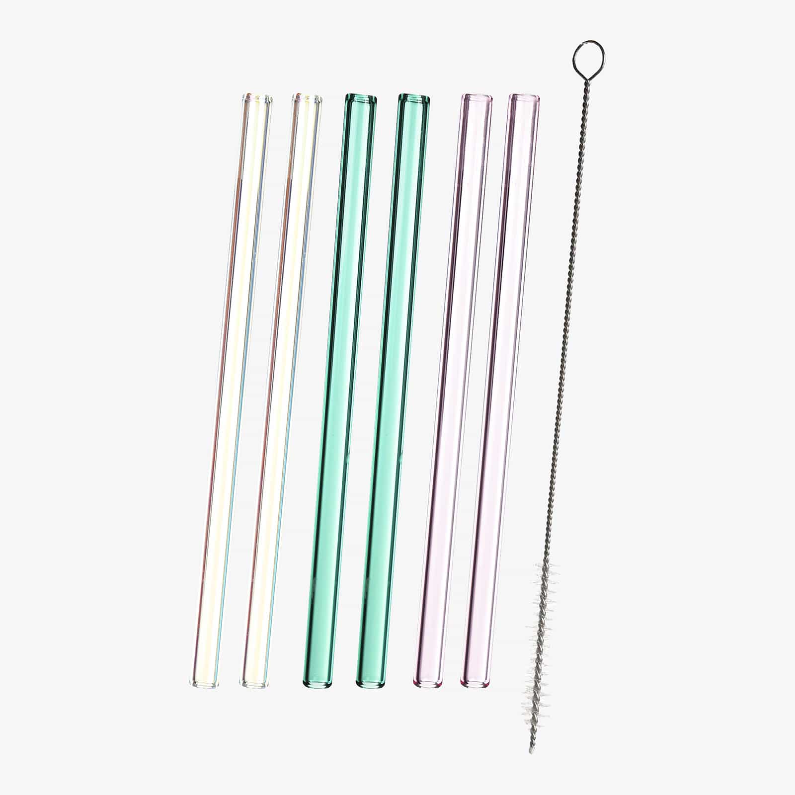 Glas-Trinkhalm-Set mit Reinigungsbürste Bunt, 7 -tlg.