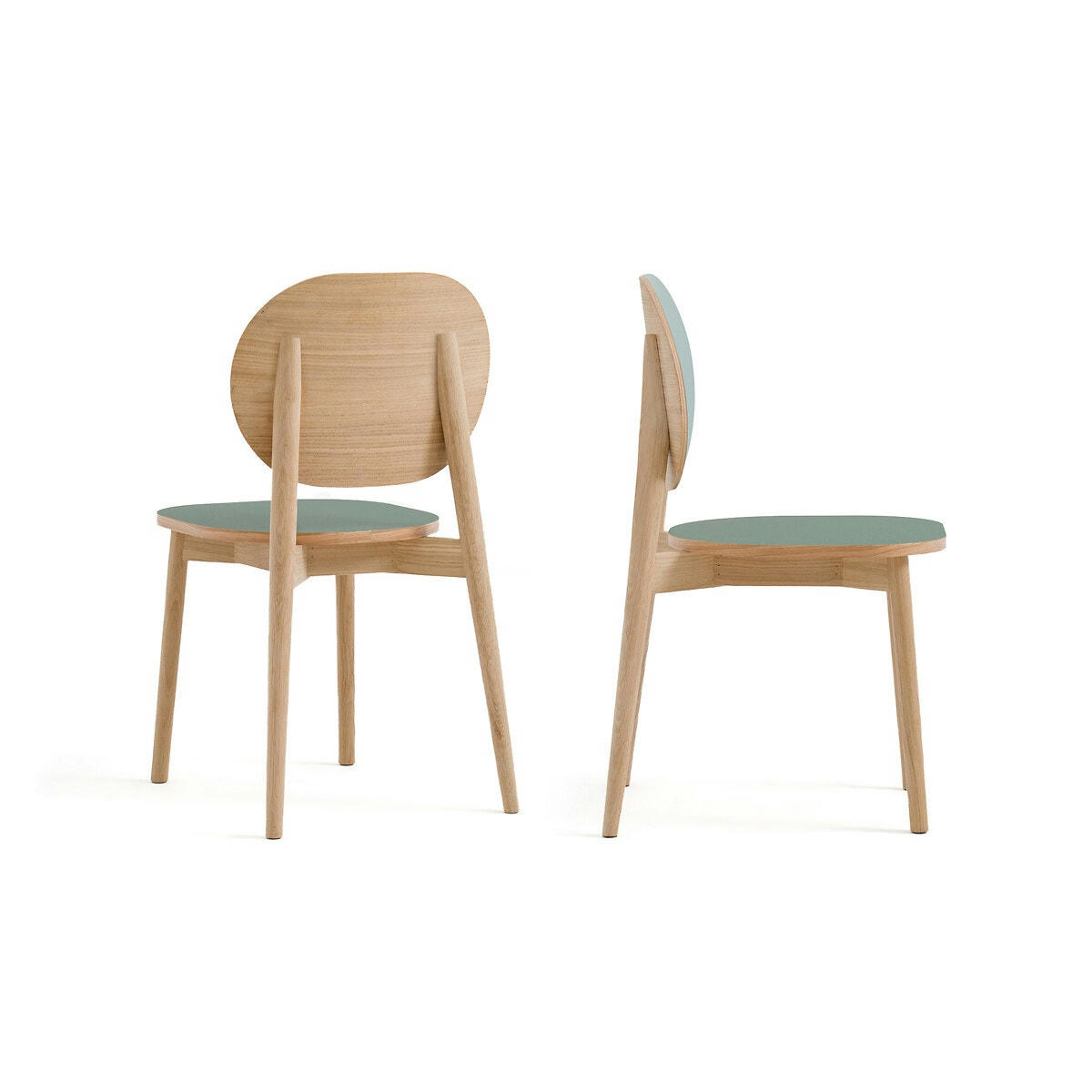 Lot de 2 chaises plaqué chêne et Formica, Quillan