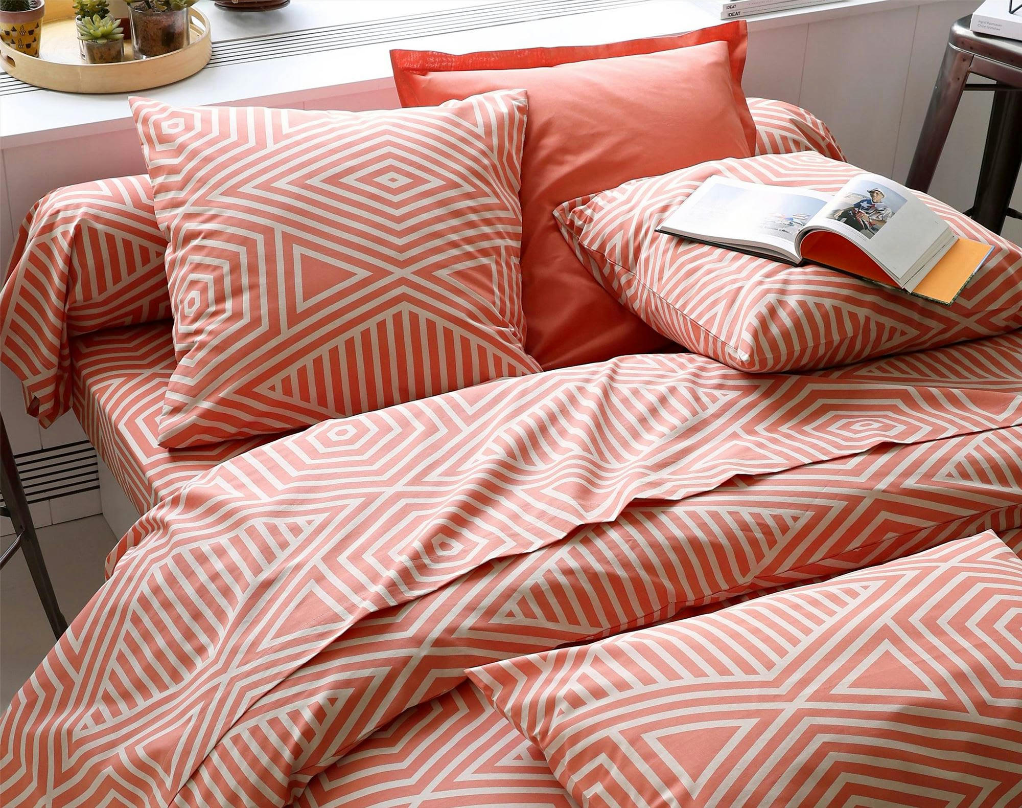 THEO - Housse de couette 200x200 orange poterie en coton