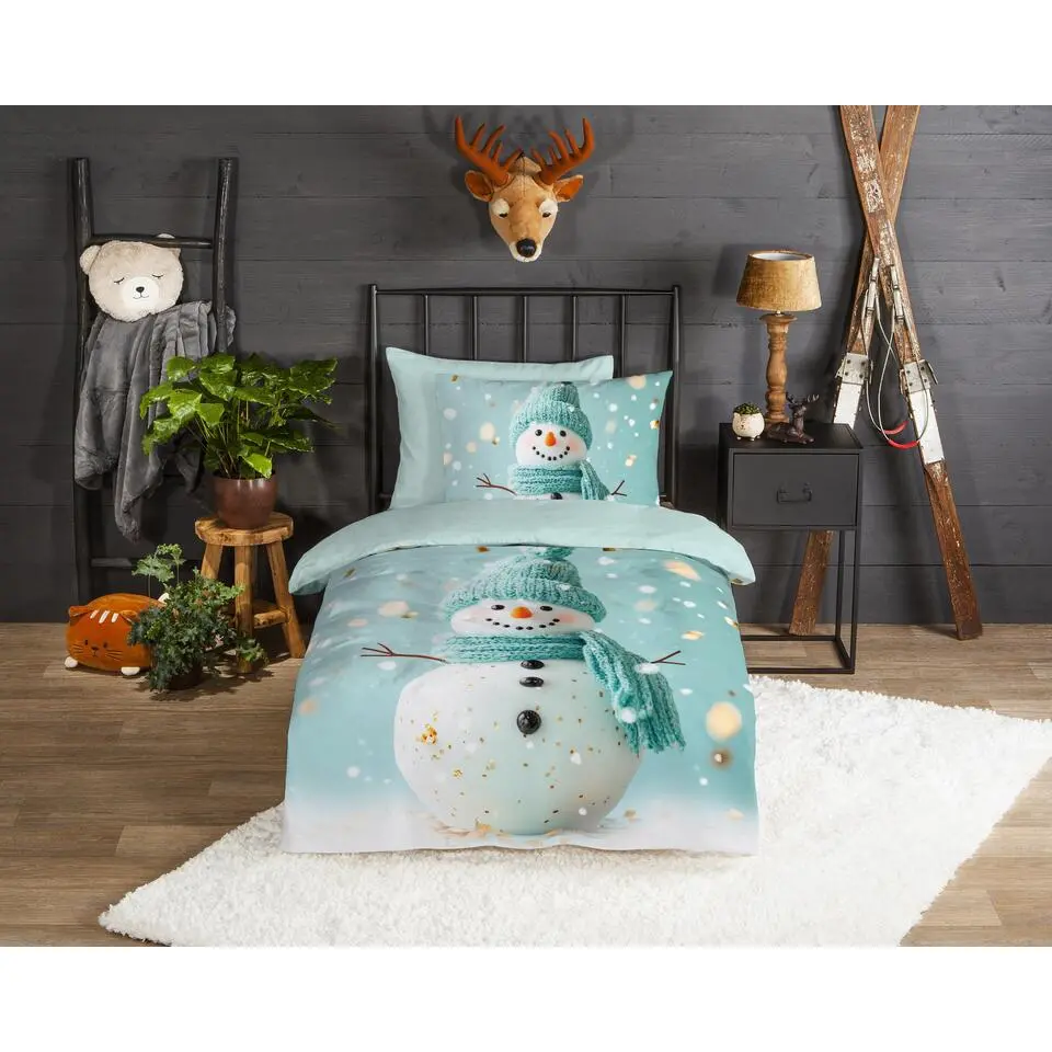 Good Morning Sneeuwpop Flanel Dekbedovertrek Mint
