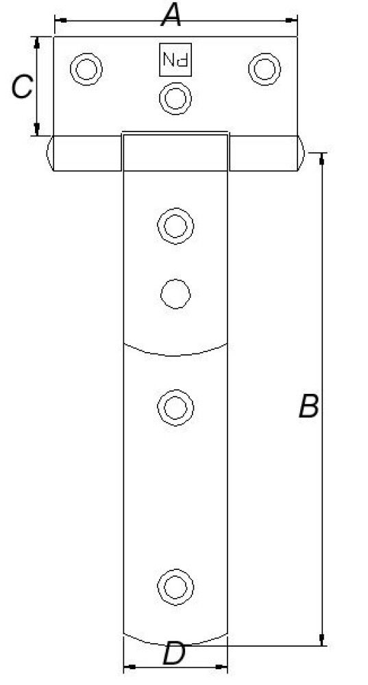T-HENGSEL PN BESLAG 15" GALVANISERT 390MM