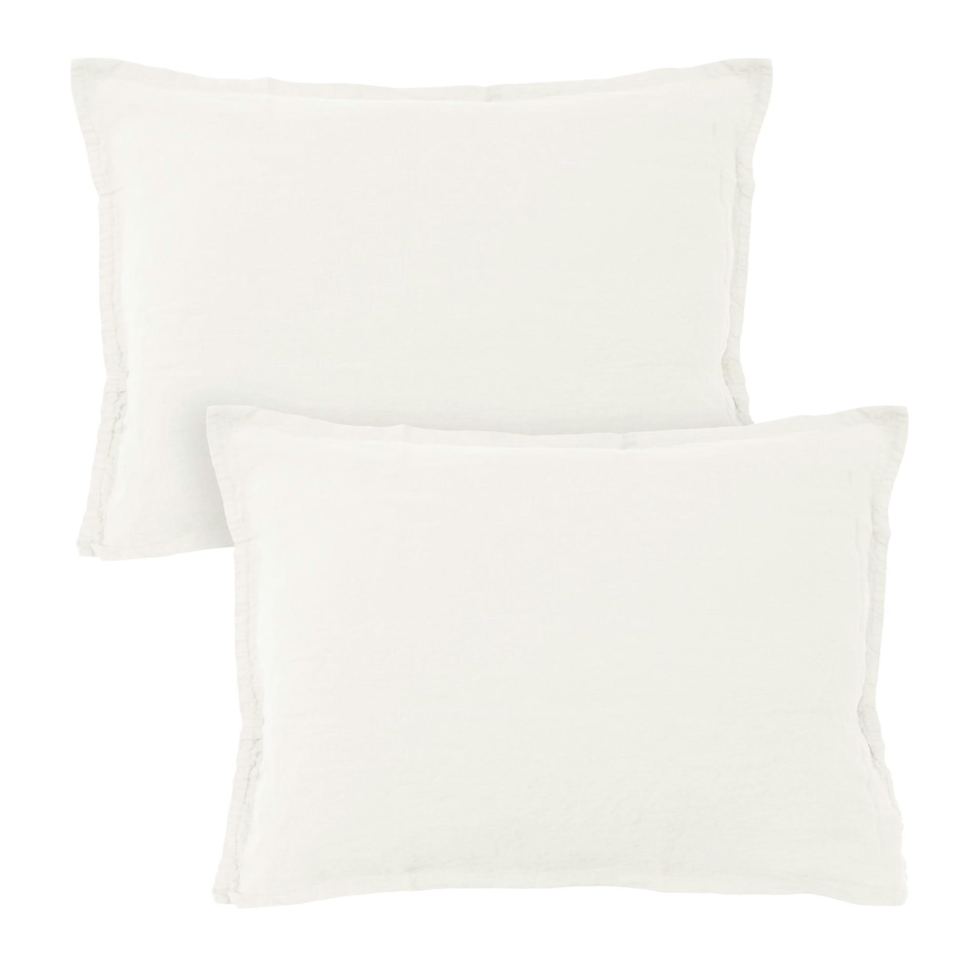LIN LAVE - Set de 2 taies d’oreiller unies en lin lavé Blanc Cassé 50x70cm