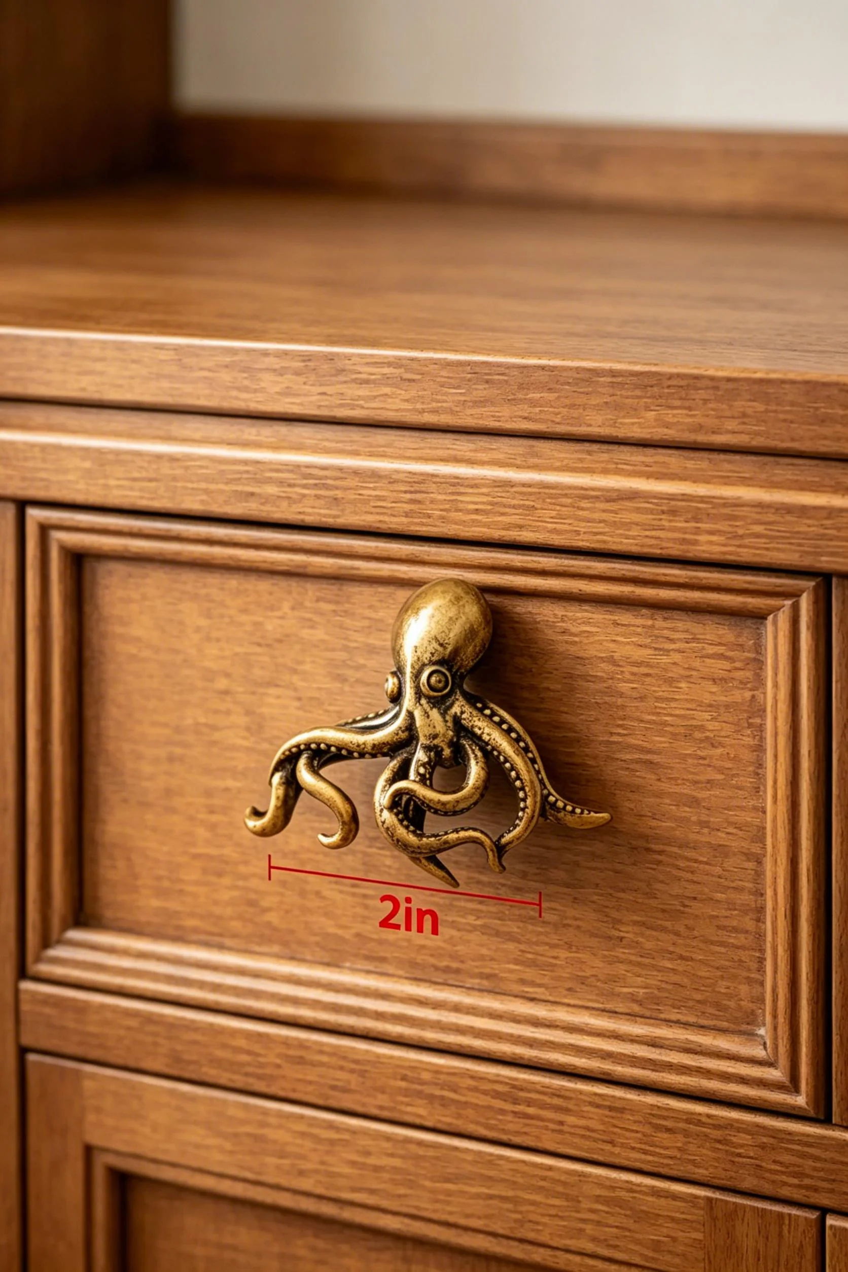 Handmade Solid Brass Octopus Cabinet Knob, Ocean Octopus Door Handle, Nautical Drawer Pull, Brass Squid Cabinet Hardware