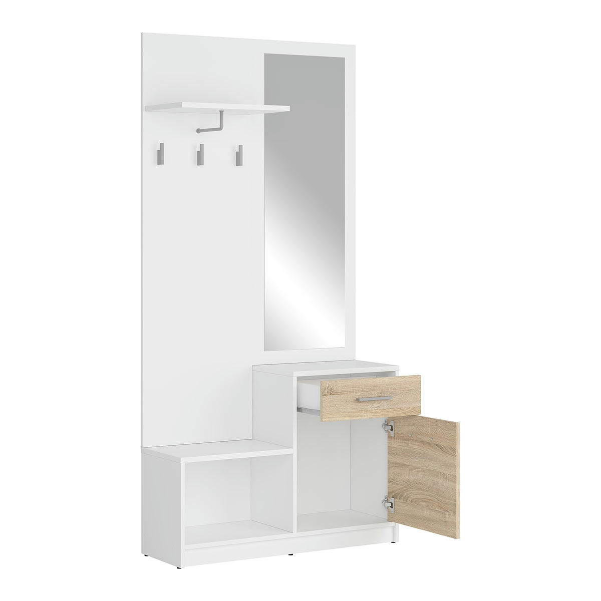 - Meuble entrée stratifiés naturel et blanc