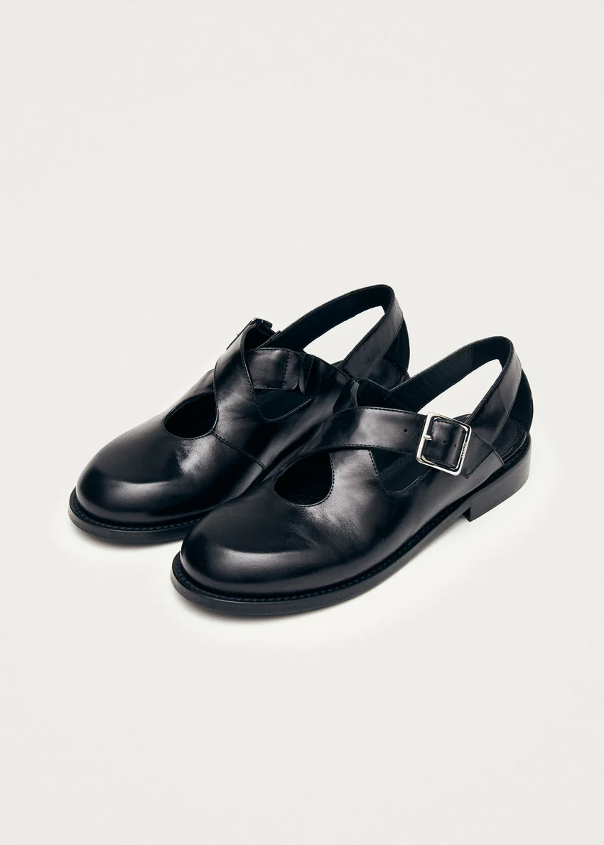 Marion Black Leather Ballet Flats