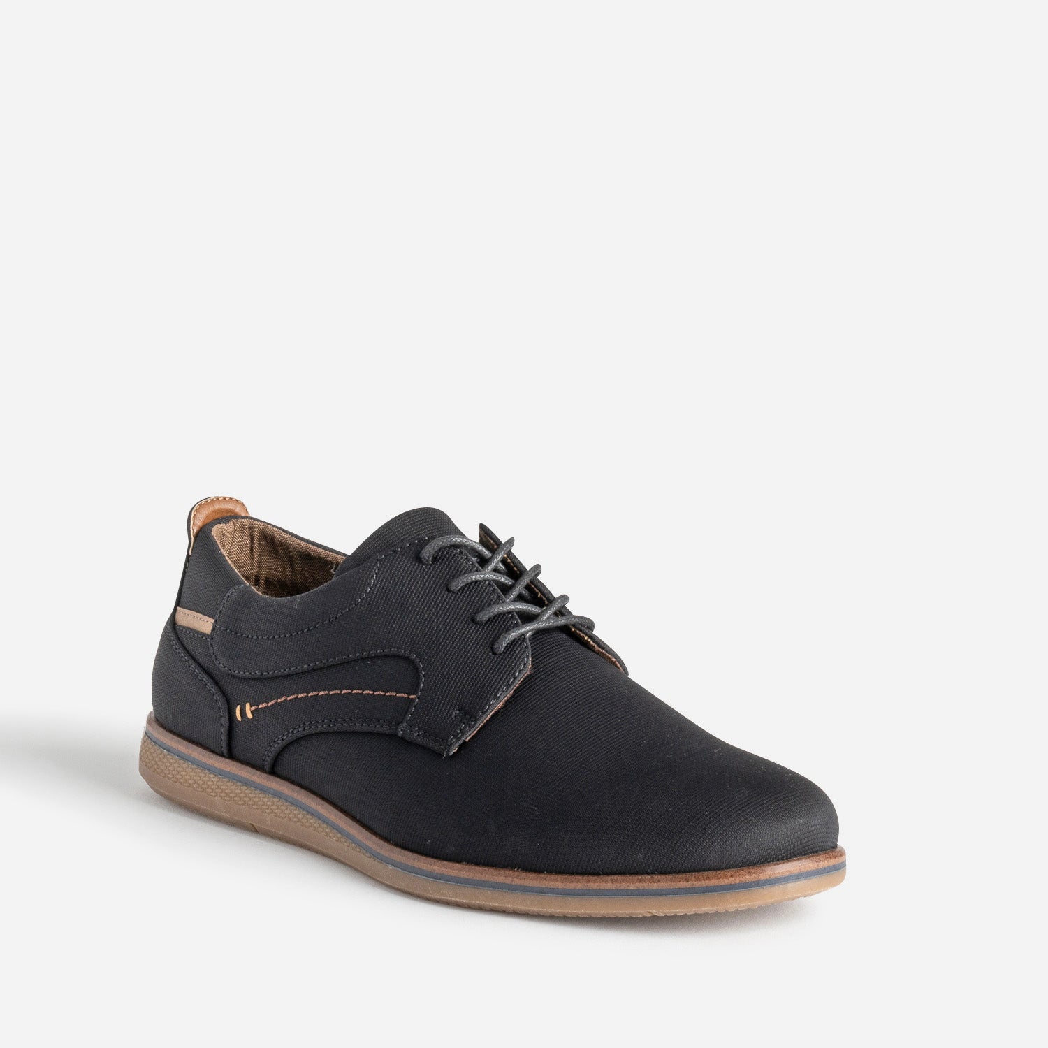 Derby confort noir en toile texturée