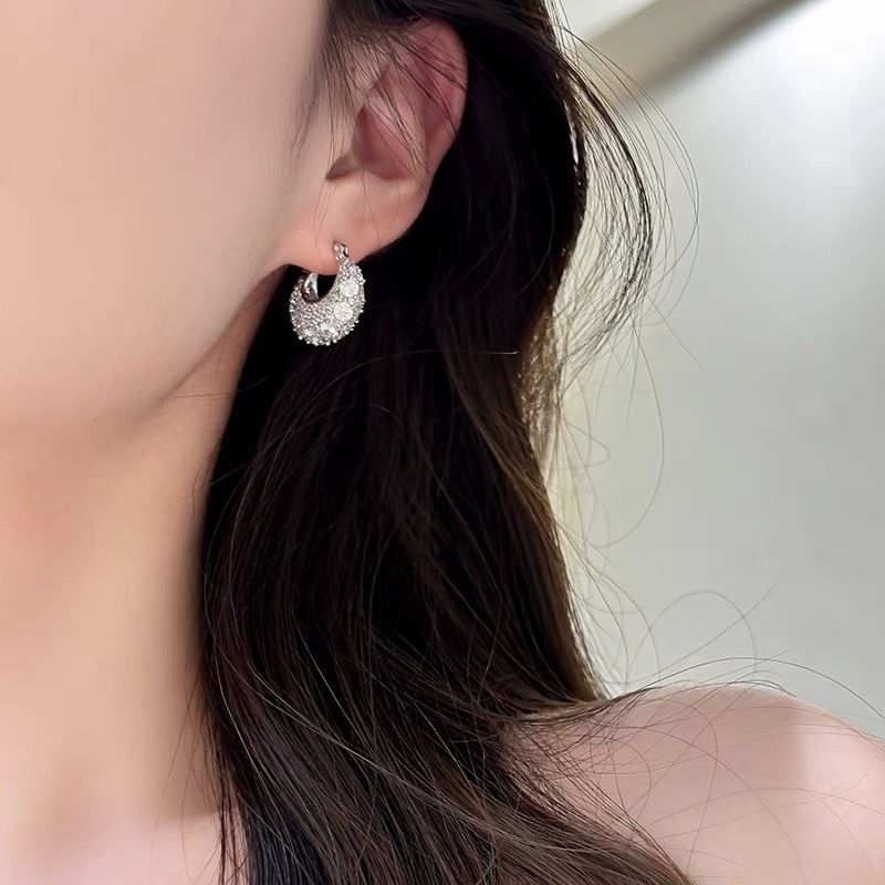 PEACH ACCESSORIES Crystal Jewelled Crescent Hoops Earrings