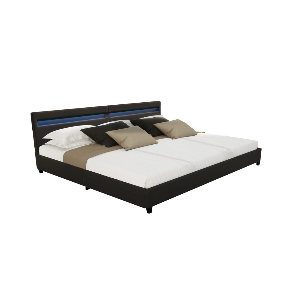 HOME DELUXE - LED-bed NUBE - zwart, 270 x 200 cm - incl. lattenbodem en lades