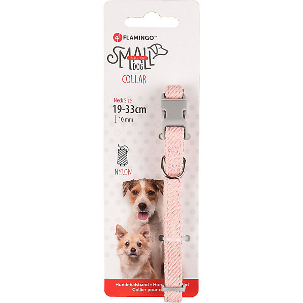 Collier Small dog rose réglable de 19 à 33 cm par 10 mm pour chiens