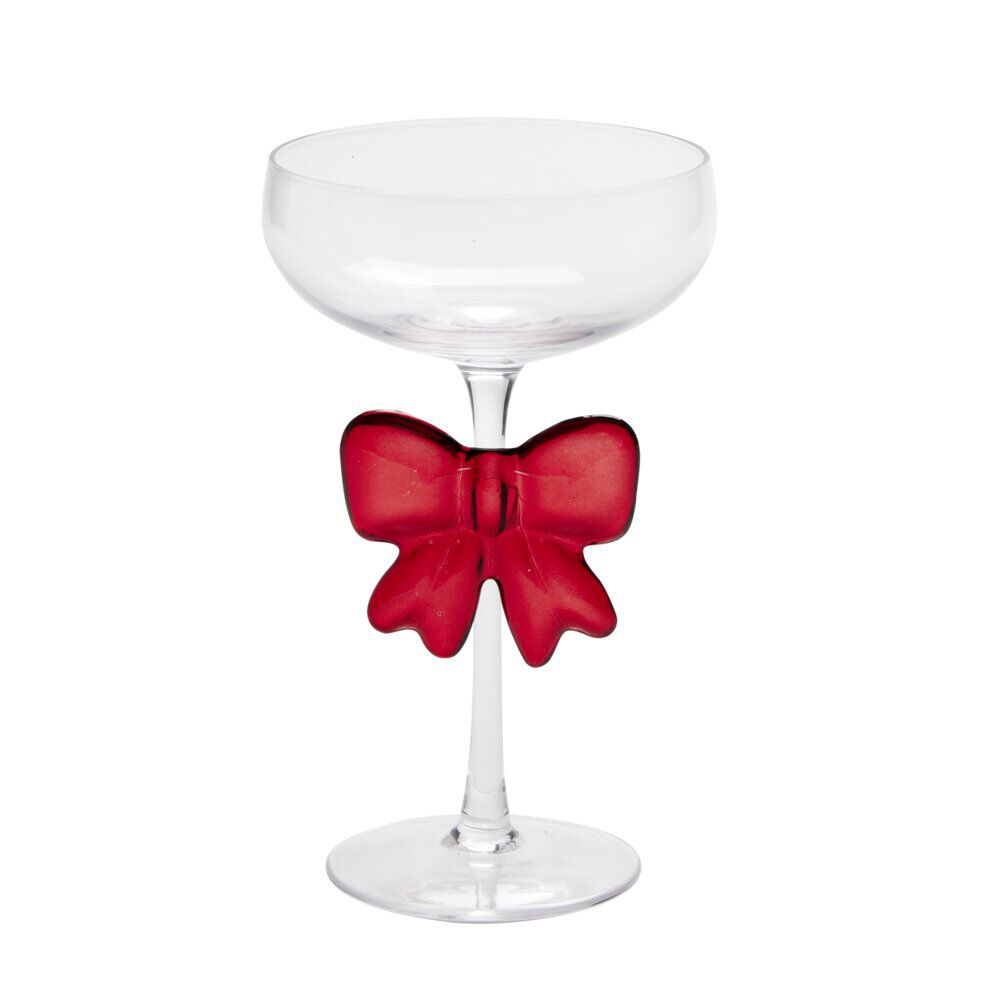 Verre à pied 250ml avec noeud rouge Ø10,5xH17,5cm