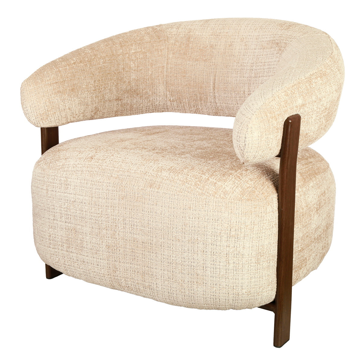 DÉJA Living Fauteuil Kalmar - Taupe/Walnoot Stof - 76x71x70cm