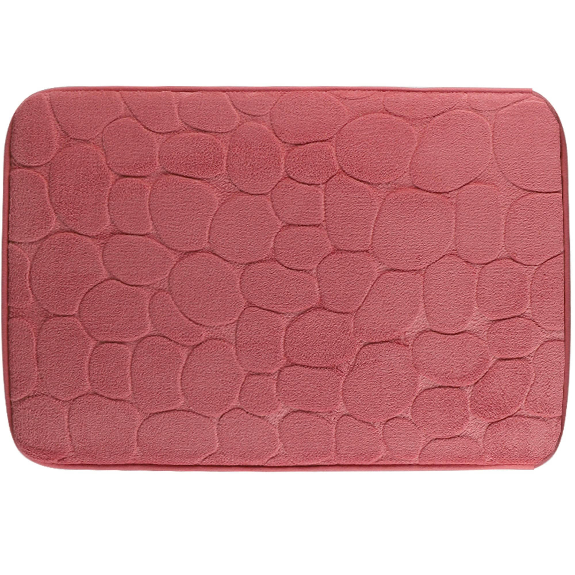 - Tapis de bain mémoire de forme motifs galets rose 50x80cm