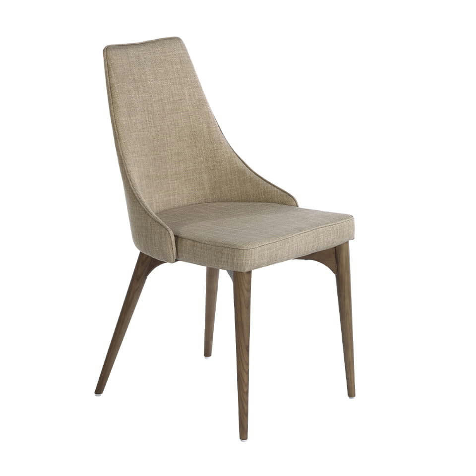 - Chaise en tissu avec pieds effet bois noyer