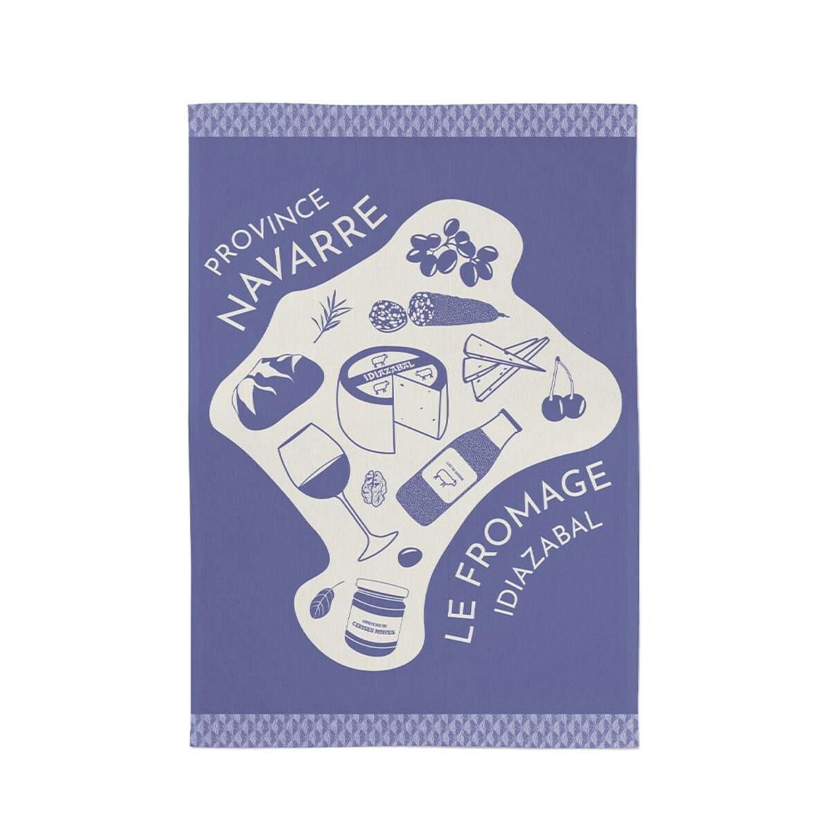 KONTATU 7 PROVINCES - Torchon coton Bleu 50x70 cm