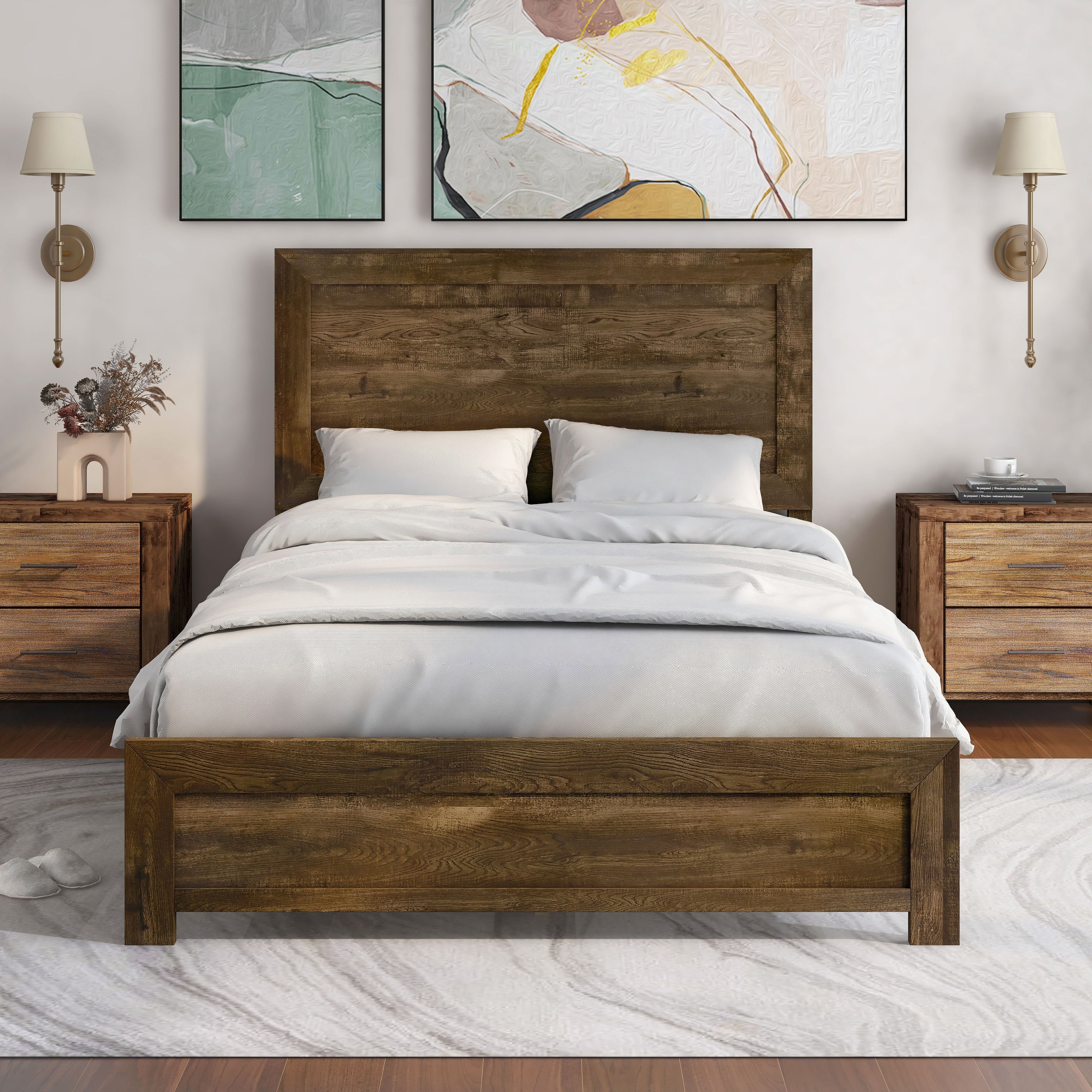 Furniture of America Greer Rustic Walnut Panel Wood Bed