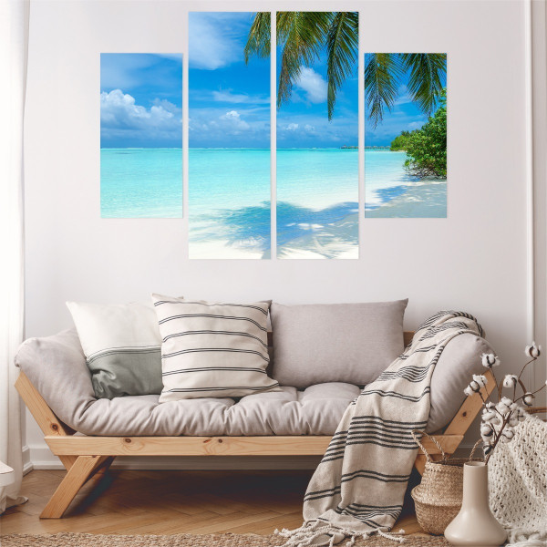 Obraz 4-Częściowy MALEDIWY Plaża Morze 3D 80x60cm