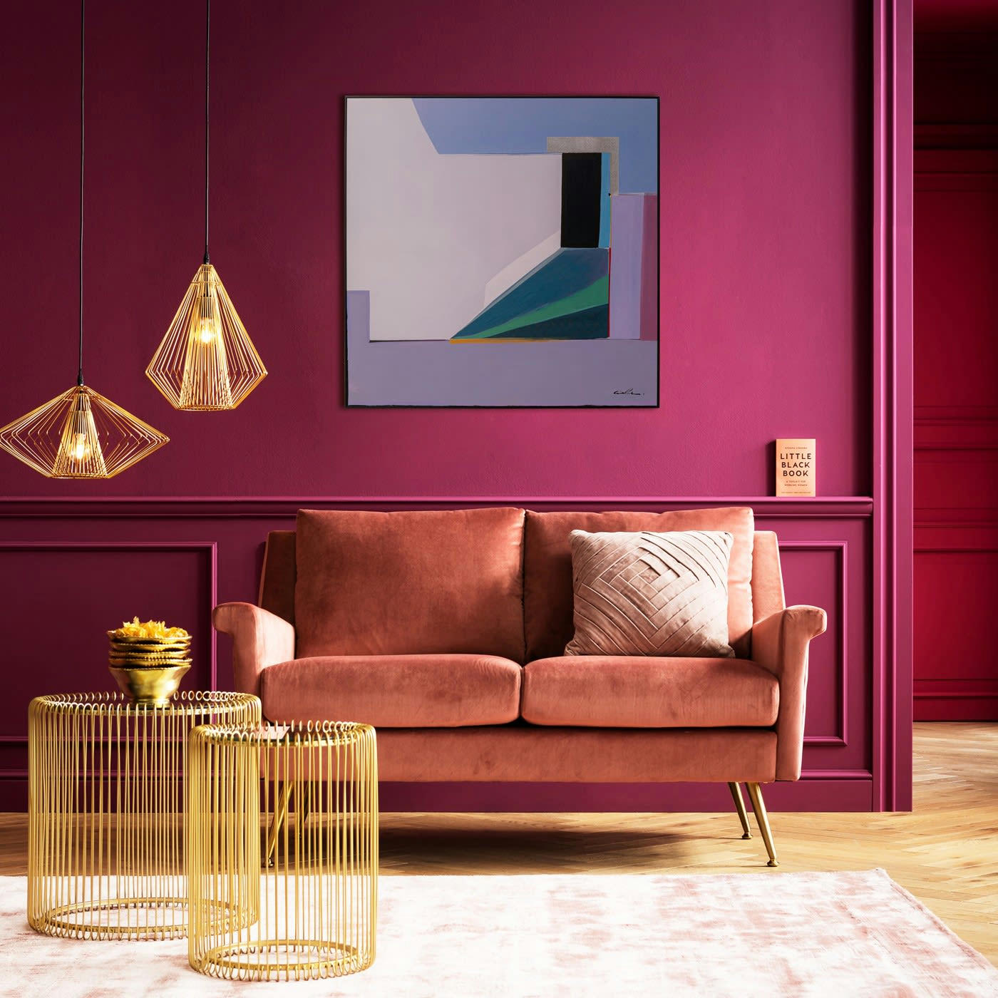 ABSTRACT SHAPES - Peinture Abstract Shapes violette 113x113cm Kare Design