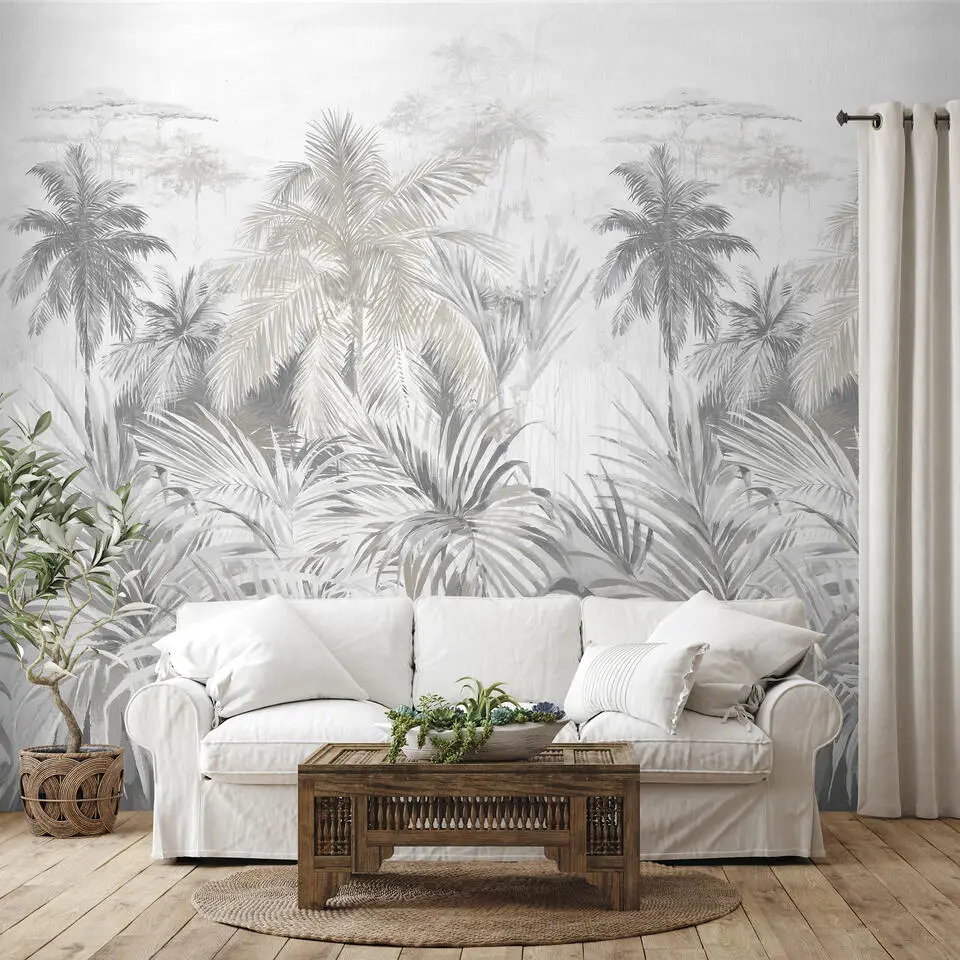 Sanders & Sanders fotobehang jungle-motief grijs - 212 x 295 cm