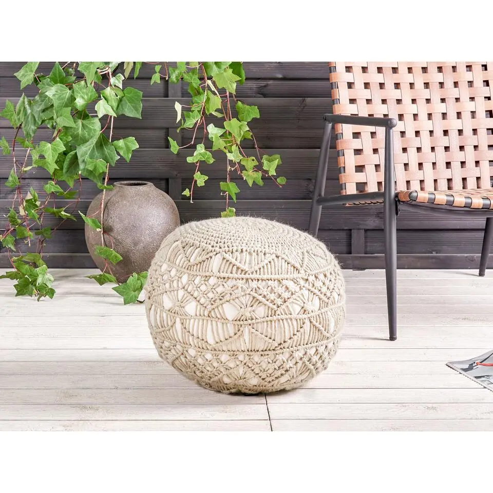 AADHI - Poef - Beige - 50 x 50 cm - Synthetisch materiaal