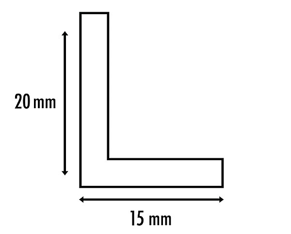Cornière en alu 15mm x20mm x1.3mm, lg 1950mm (Anodisé argent)