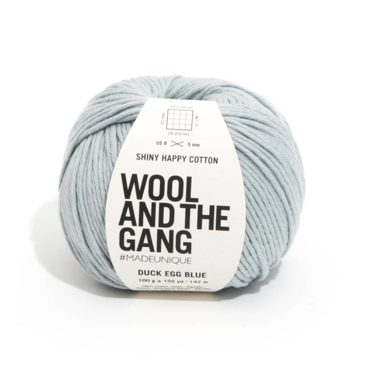 Wool and the Gang Duck Egg Blue Shiny Happy Cotton 100g