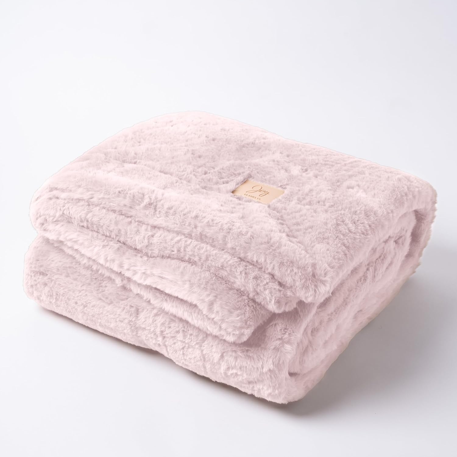 Joy Blankets Large Faux Fur Blanket 60x80 – Ultra Soft & Warm Luxury Throw for Bed & Couch – Shed-Free, Machine Washable, Oeko-TEX Certified (Boho Blush Pink)