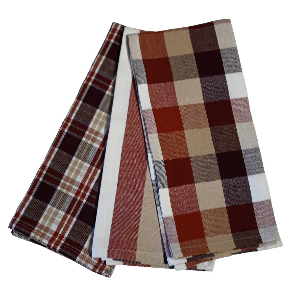 GLASGOW - 3 torchons coton assortis  prune 45x70 cm