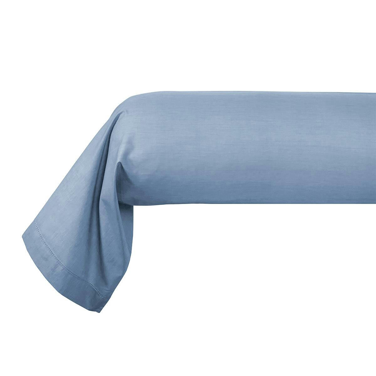 ALCOVE - Taie d'oreiller en percale de coton bleu 85 x 210 cm