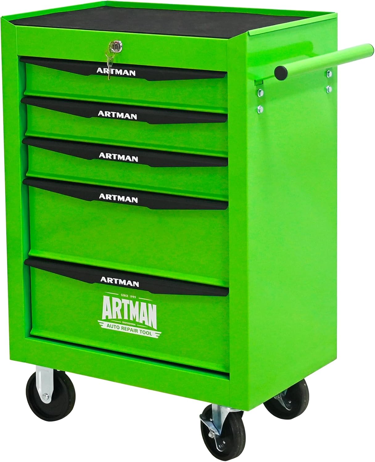 5 Drawers Tool Cart on Wheels, Multifunctional Rolling Tool Chest, Drawers Mobile Trolley Organizer Heavy Duty Tools Box with Locking Wheels & Ball Bearing Drawers (Green, 5 Drawers)