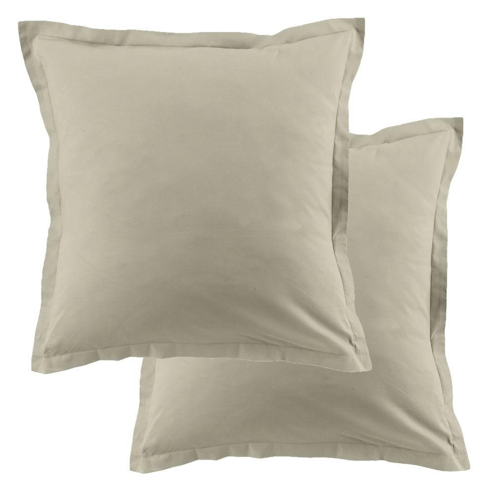 - Lot de 2 taies d'oreiller carrées coton beige latte 63x63 cm