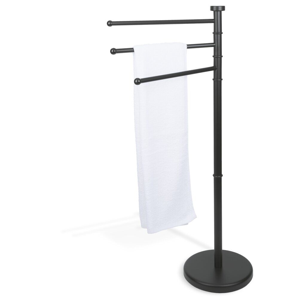 Porte serviette 3 bras métal noir Ø34xH85,5cm
