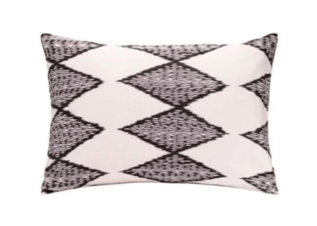 - Housse de coussin velours et soie ikat  40x60 blanc