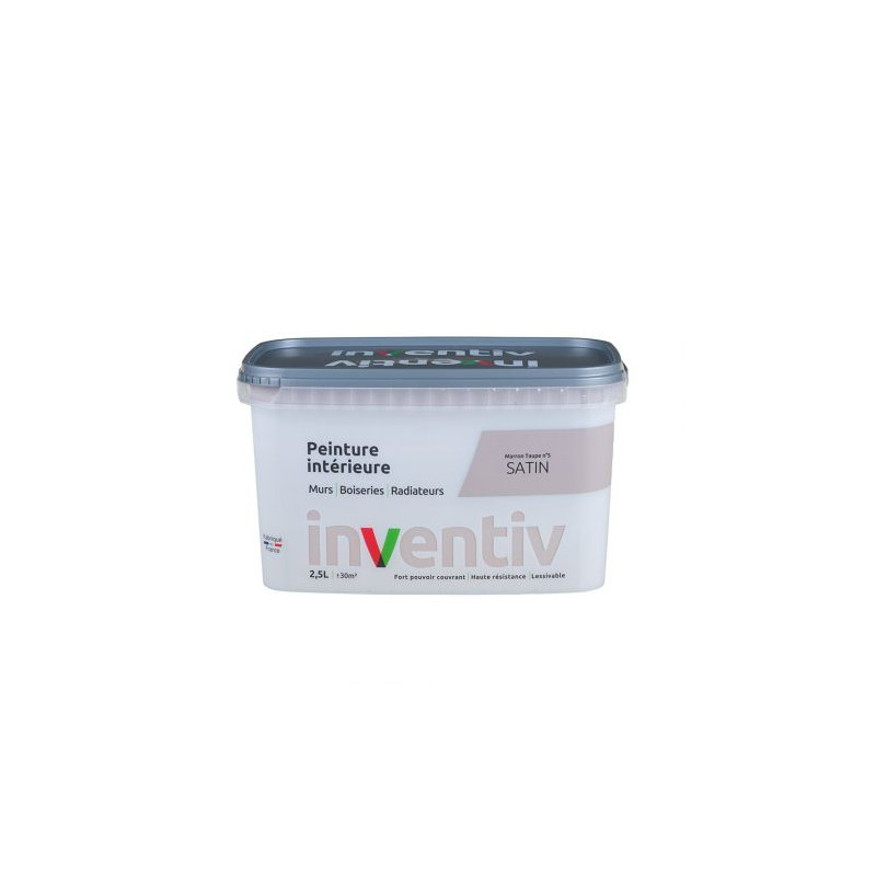 Peinture pour mur boiserie radiateur Marron Taupe n°5 satiné 2,5 L INVENTIV