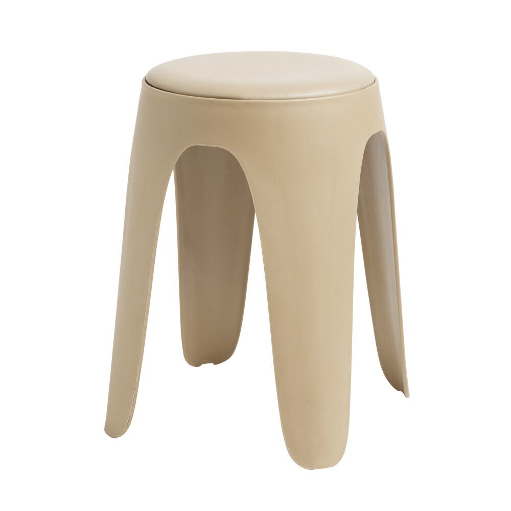 Tabouret rond Spiro pieds fins plastique beige Ø33xH46cm