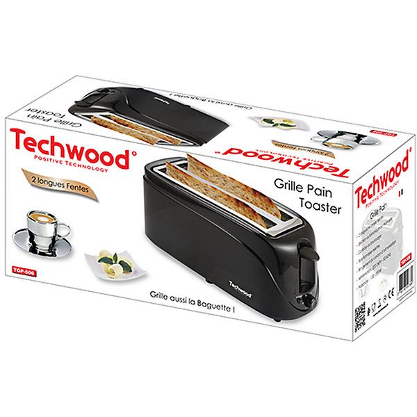 Grille Pain 2 longues fentes Techwood TGP-506 -1300 Watts - Noir