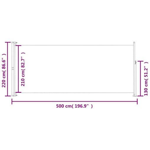 NNEVL Patio Retractable Side Awning 220x500cm Black