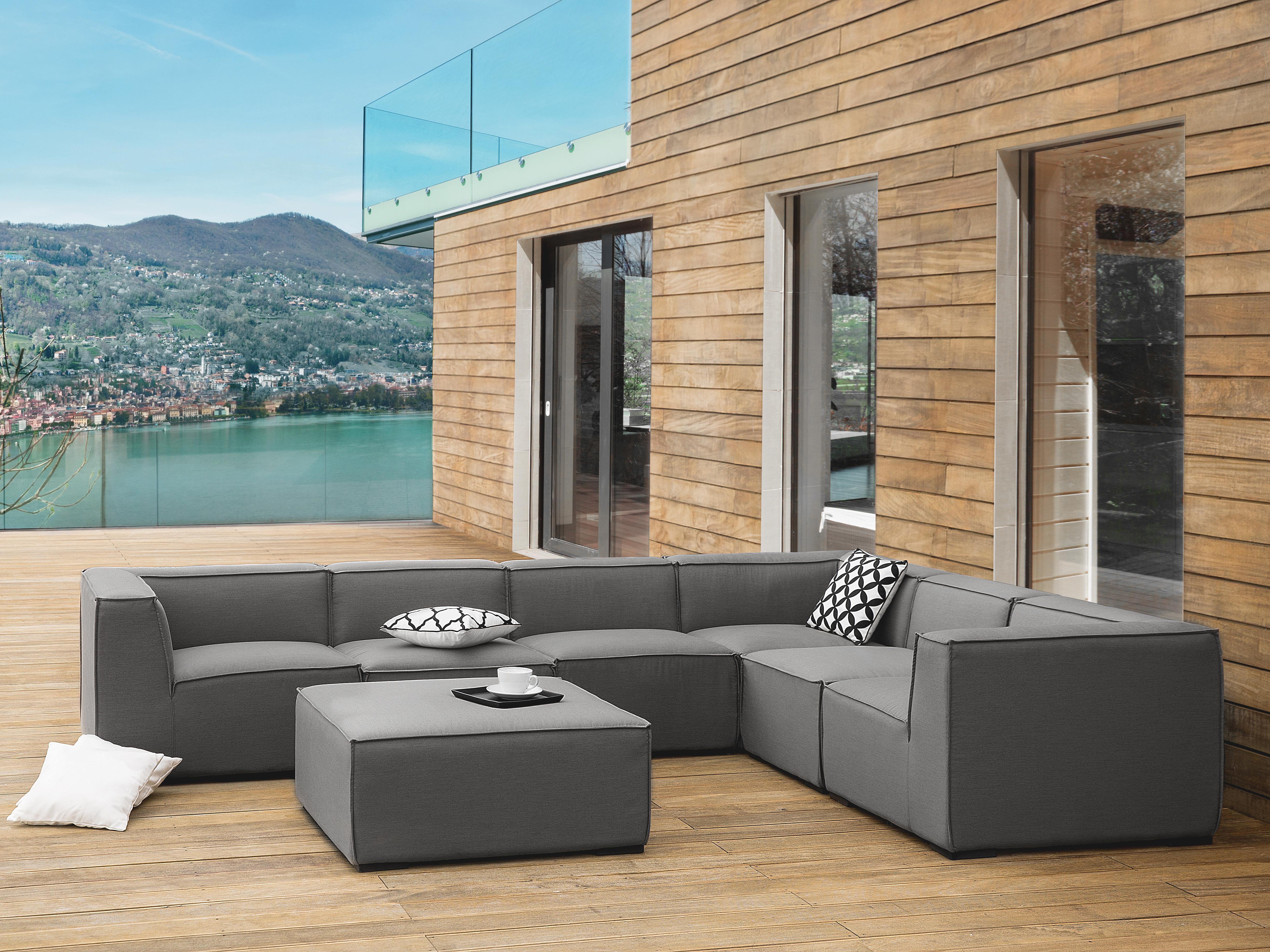Garden Corner Sofa with Ottoman 7 Seater AREZZO Left Hand Modular Grey