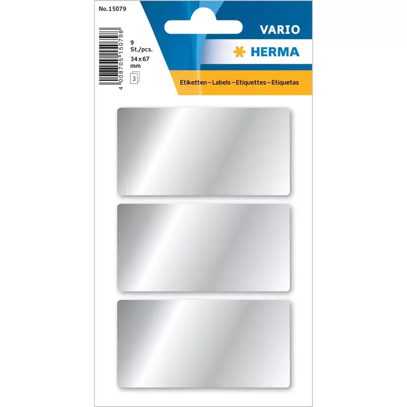 Sticker 9er-Set Silberetiketten
